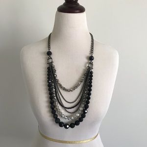 Layered Black and Metal Necklace